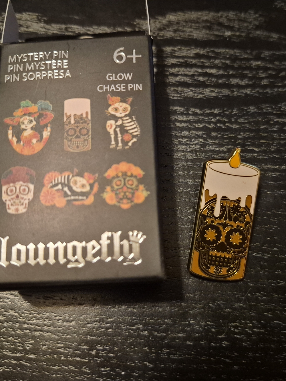 Loungefly Gold & White Day of the Dead Candle Skull Enamel Pin